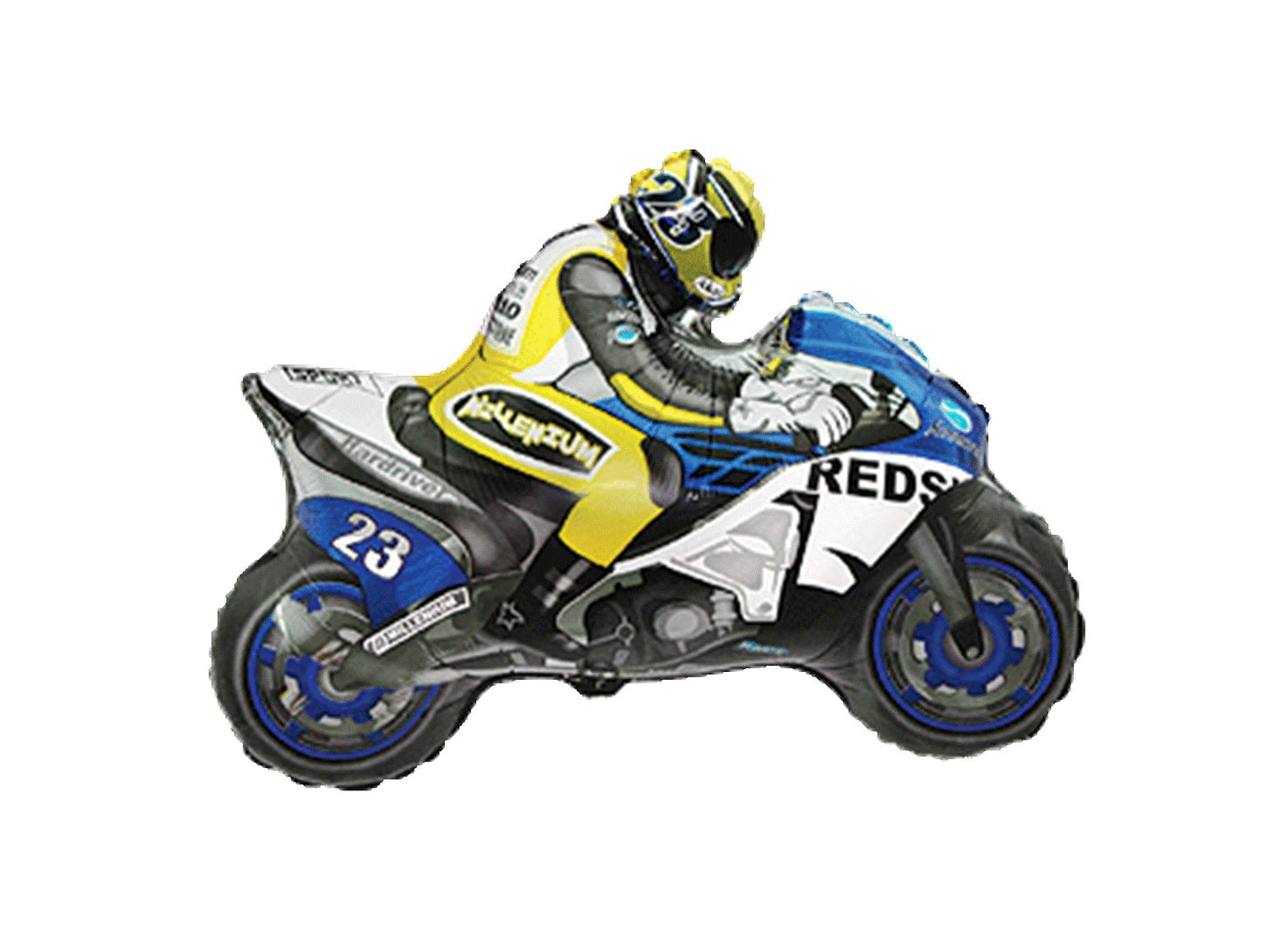 Blue/Yellow Motorbike Racing Millenium Supershape Balloon - Foil