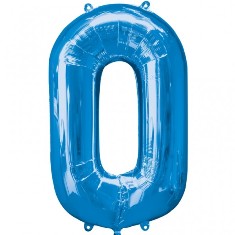 Blue Number 0 Balloon - 34" Foil