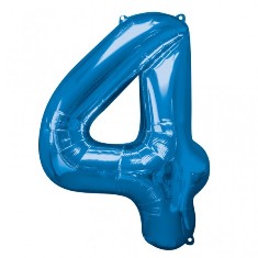 Blue Number 4 Balloon - 34" Foil