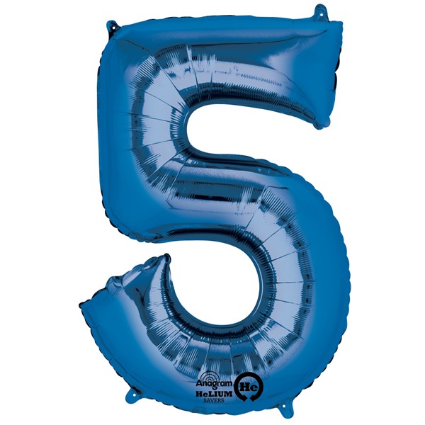 Blue Number 5 Balloon - 34" Foil