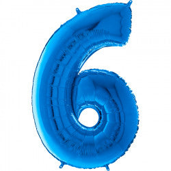 Blue Number 6 Balloon - 26" Foil