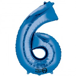 Blue Number 6 Balloon - 34" Foil