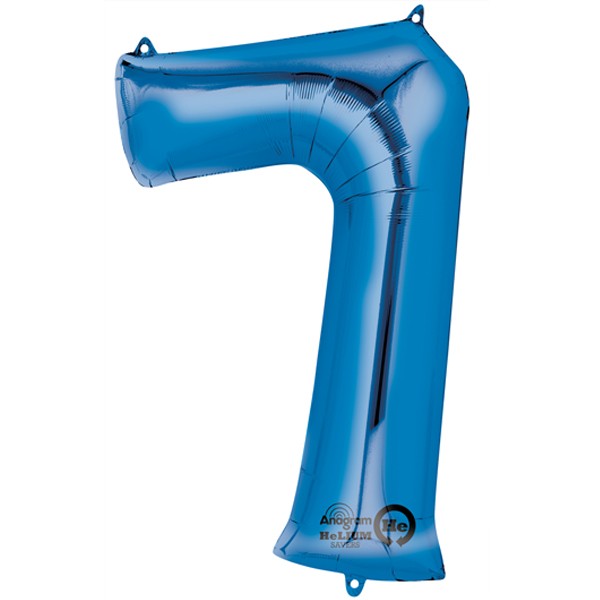 Blue Number 7 Balloon - 34" Foil