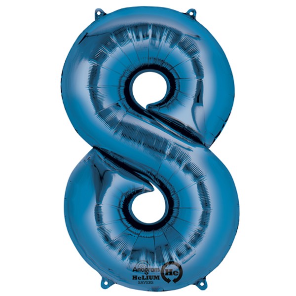 Blue Number 8 Balloon - 34" Foil