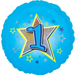 Age 1 Blue Stars Standard Balloon - 18" Foil