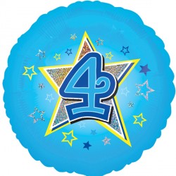 Age 4 Blue Stars Standard Balloon - 18" Foil