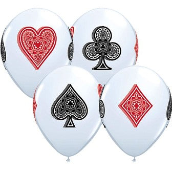 White Card Suits Balloons - 11" Latex (25ct)