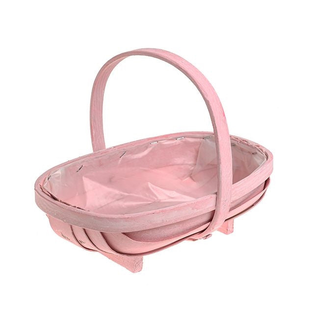 Pink Softwood Trug Basket with Feet - 1pc