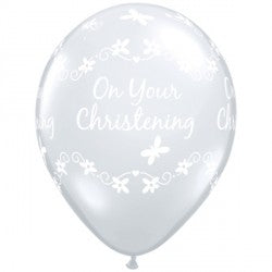 Diamond Clear Christening Butterflies Balloons - 11" Latex (50ct)