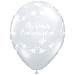 Diamond Clear Communion Butterflies Balloon - 11" Latex (50ct)