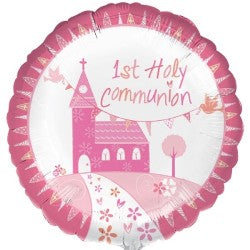 Pink Church 1st Holy Communion Balloon - 18" Foil