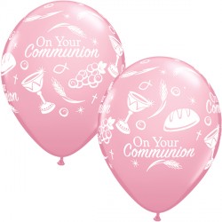 Pink Communion Symbols Balloon - 11" Latex (25ct)