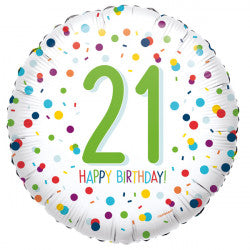 Confetti 21st Birthday Balloon - 18" Foil