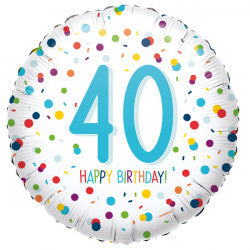 Confetti 40th Birthday Balloon - 18" Foil