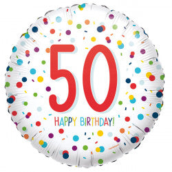 Confetti 50th Birthday Standard Balloon - 18" Foil