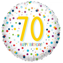 Confetti 70th Birthday Balloon - 18" Foil