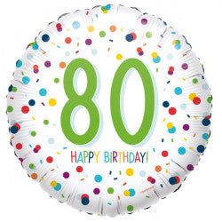 Confetti 80th Birthday Balloon - 18" Foil