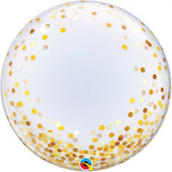 Gold Confetti Dots Deco Bubble Balloon - 24″ Bubble