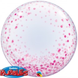 Pink Confetti Dots Deco Bubble Balloon - 24″ Bubble