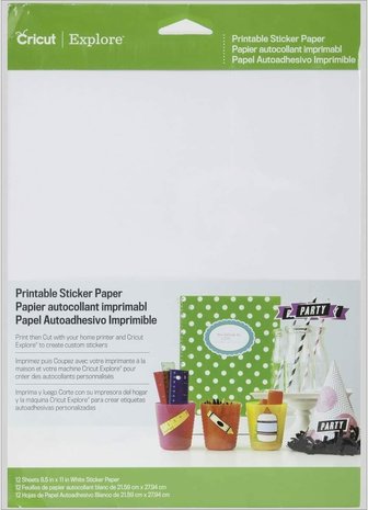 Cricut Printable Sticker Paper - (216mm x 280mm) (12 sheets)