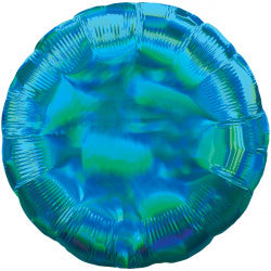 Cyan Iridescent Round Standard Holographic Balloon - Foil