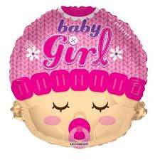 Baby Girl Head Pink Balloon - 18" Foil
