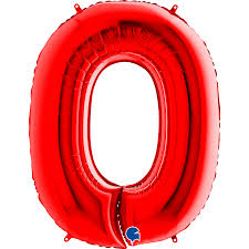 Red Number 0 Balloon - 40" Foil