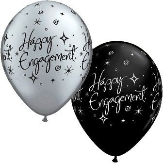 Pearl Onyx Black & Silver Elegant Engagement Sparkles - 11" Latex (25ct)