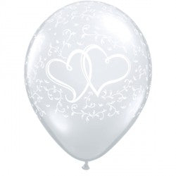 Diamond Clear Entwined Hearts Balloons - 11" Latex (50ct)