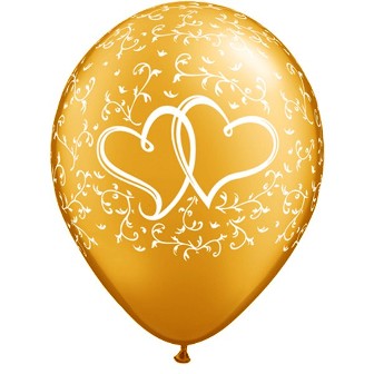 Gold Entwined Hearts Balloons - 11" Latex (25ct)