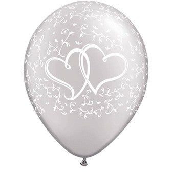 Pearl White Entwined Hearts Balloons - 11" Latex (25ct)
