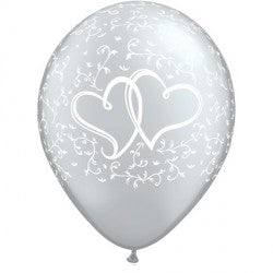 Silver Entwined Hearts Balloons - 11" Latex (25ct)