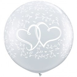 Diamond Clear Entwined Hearts Balloons - 30" Latex (2ct)