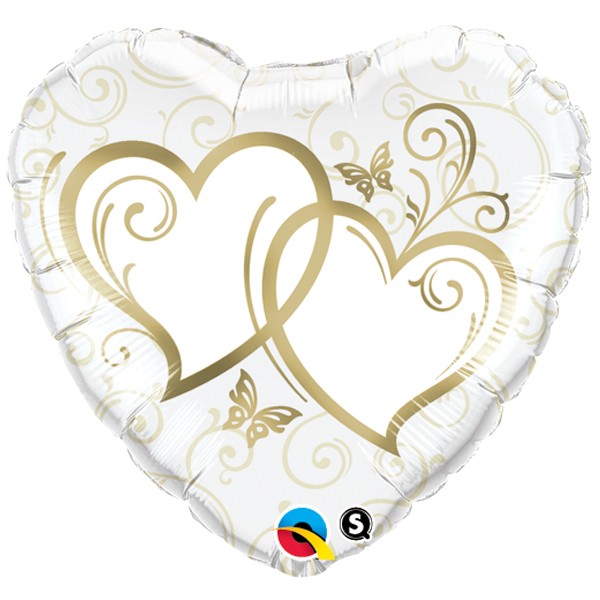 Gold Entwined Hearts Balloon - 18" Foil