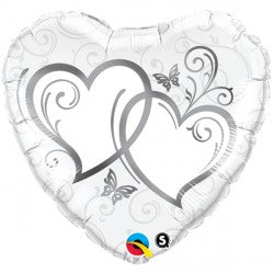 Silver Entwined Hearts Balloon - 18" Foil