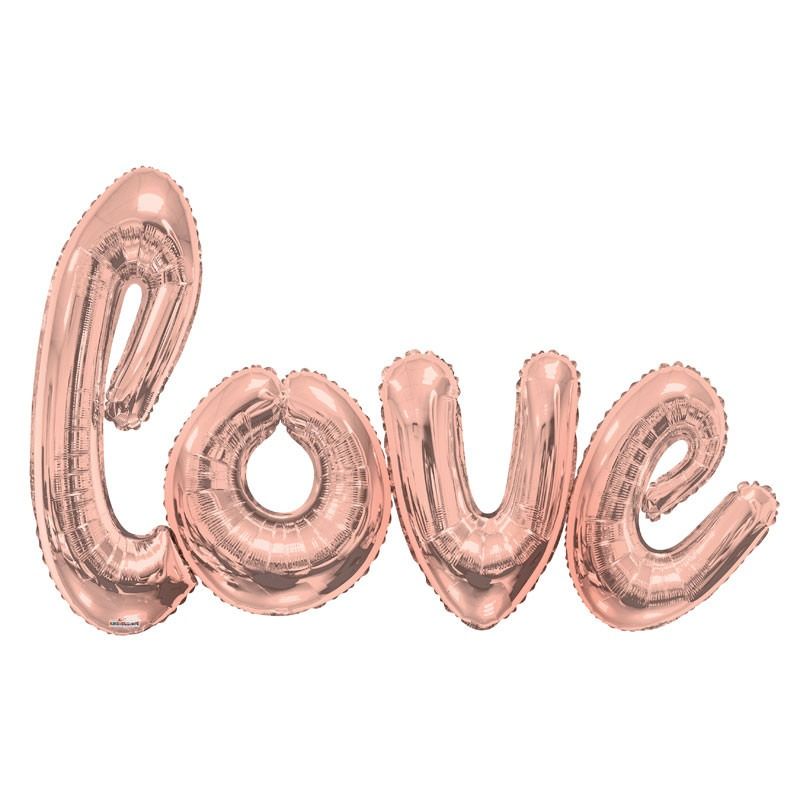 Rose Gold Love Script Balloon Banner - Foil (30"/76cm x 23"/58cm)
