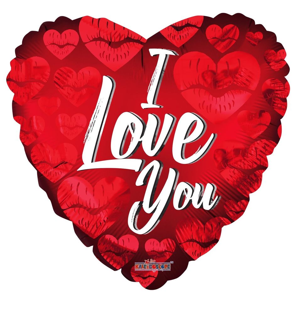 I Love You Kisses Matt Balloon - 18" Foil
