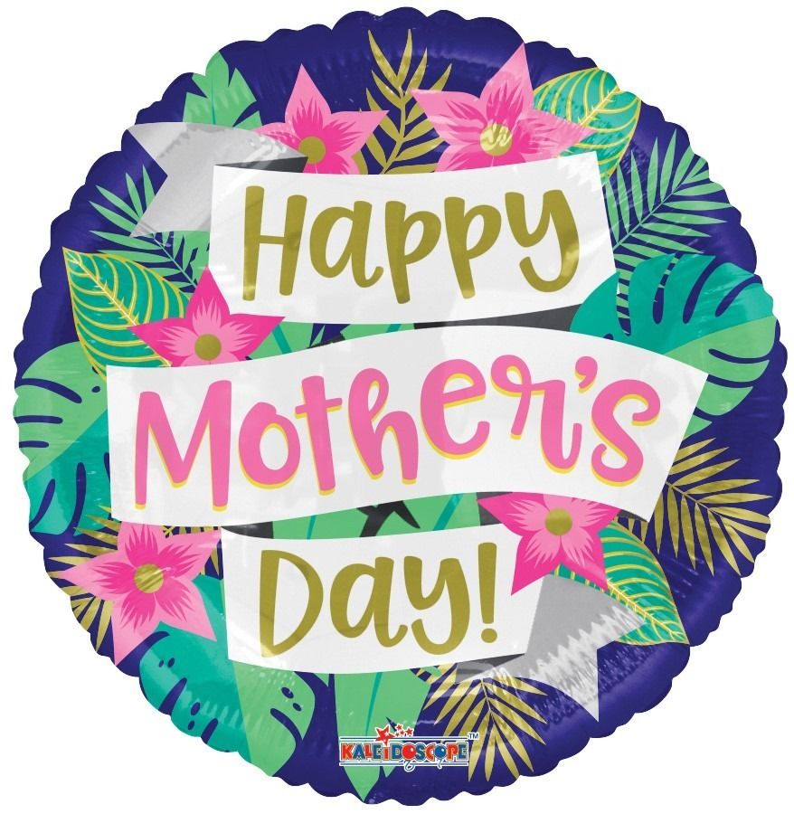 Happy Mothers Day Banners and Flowers Balloon - 18" Foil