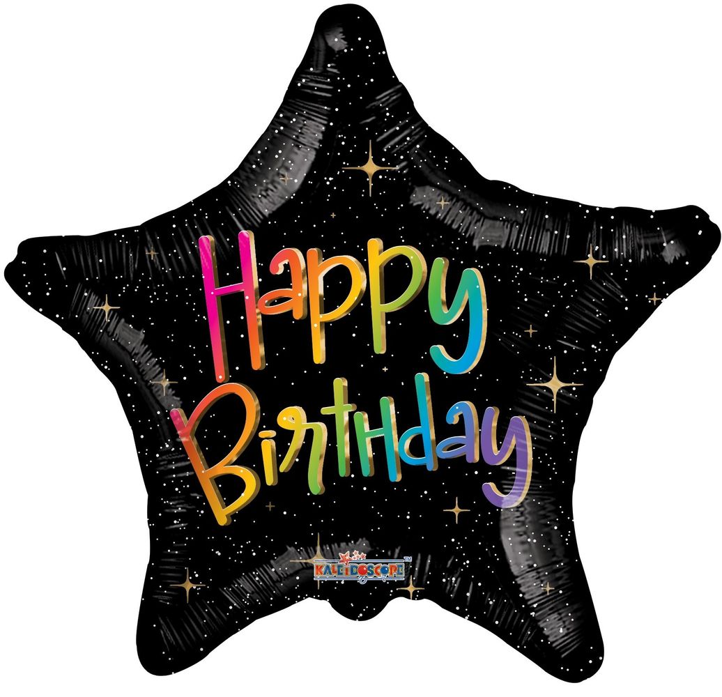 Happy Birthday Multicolour Star Eco Balloon - 18" Foil
