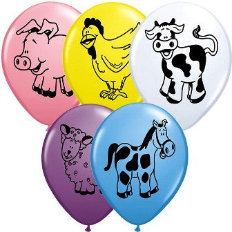 Farm Animals Assortment Balloons - 11" Latex (25ct)