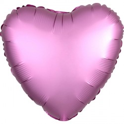 Flamingo Satin Luxe Heart Balloon - 18" Foil