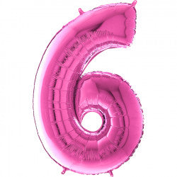 Fuchsia Number 6 Balloon - 26" Foil