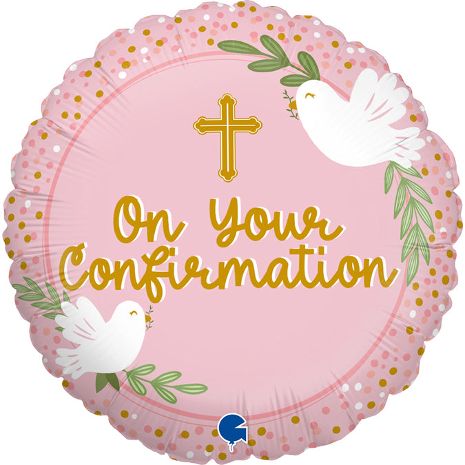 On Your Confirmation Pink Balloon - 18" Foil UnPackaged