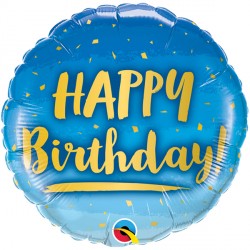 Gold & Blue Birthday Balloon - 18" Foil