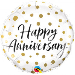 Gold Dots Happy Anniversary Balloon - 18" Foil