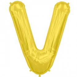Gold Letter 'V' Balloon – 16 Foil