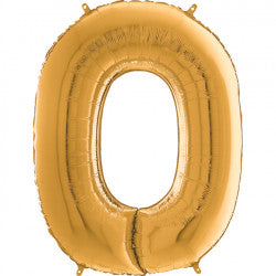 Gold Number 0 Balloon - 26" Foil