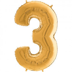 Gold Number 3 Balloon - 26" Foil
