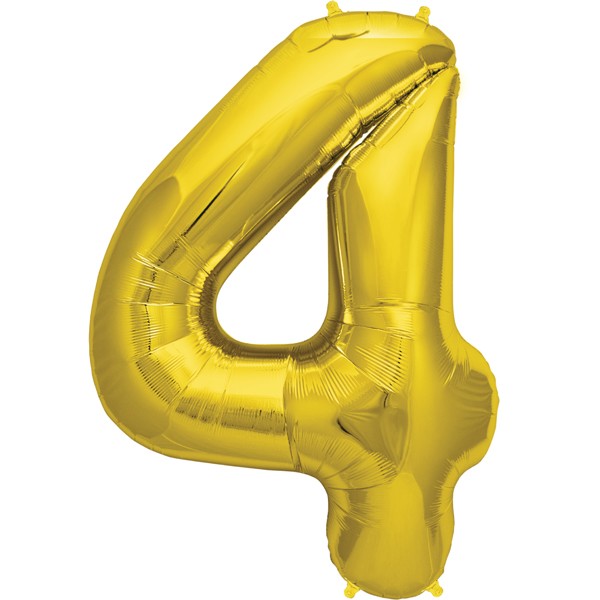 Gold Number 4 Balloon - 16" Foil