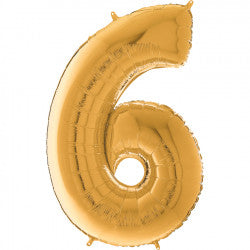 Gold Number 6 Balloon - 26" Foil